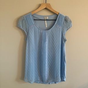 LC Lauren Conrad Blue Blouse Top Pleated Top